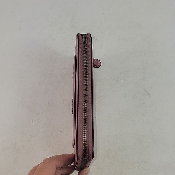 Coach Outlet Pink Pebbled Leather Women's Wristlet - Picture 6 of 9